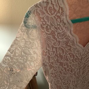 Ivory/beige lace bodysuit with nude lining - SOCIALITE